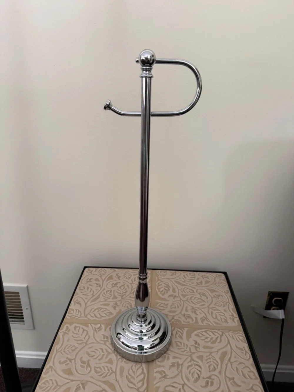 Vintage Chrome Freestanding Pedestal Toilet Paper Holder Stand